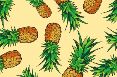 Vector seamless tropical pattern with pineapples