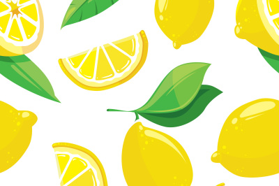 Lemon slices vector citrus seamless pattern