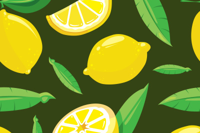 Vector seamless pattern with lemon slices