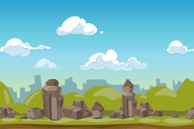 Seamless cartoon park landscape vector illustration for ui game