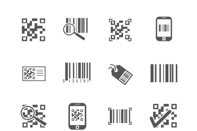 Scan bar and qr code vector icons