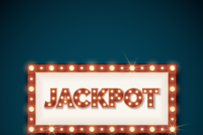 Jackpot banner with retro luminous frame vector illustration