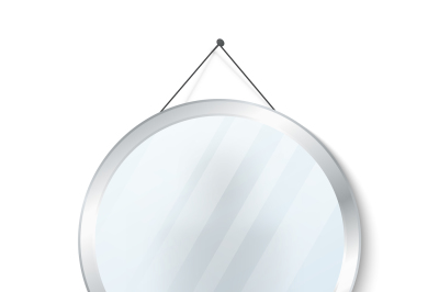 Round mirror with steel frame vector illustration