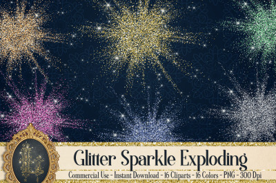 16 Glowing Glitter Explode, Glitter Confetti Gold Dust PNG