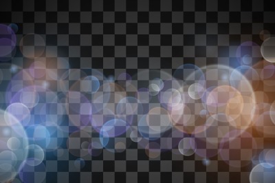 Abstract vector bokeh sunbeams effect isolated on transparent plaid ba