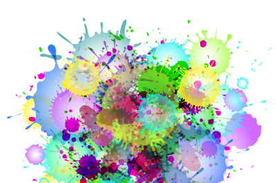 Multicolored watercolor paint splatters vector abstract background