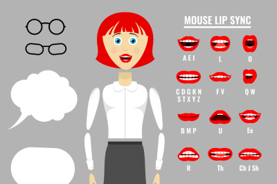 Ready for animation vector parts of cartoon girl character