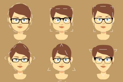 Different glasses shapes suitable for women faces vector infographic