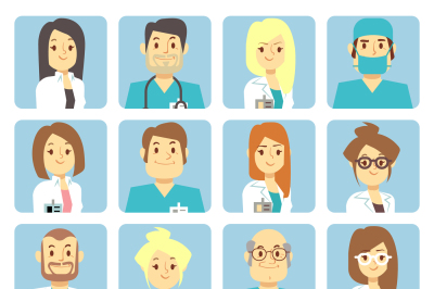 Doctor and nurse flat vector avatars