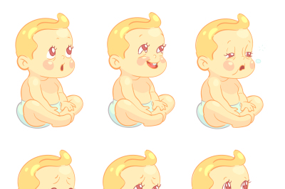 Baby&2C; child emotions vector set