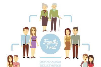 Family tree with people icons of four generations vector illustration