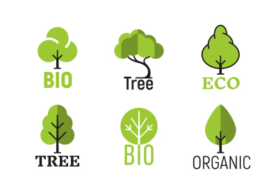 Vector tree organic eco bio logo set