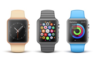 Smart electronic apple watches vector set