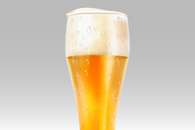 Realistic glass with light beer vector illustration