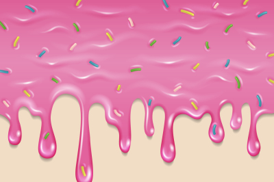 Dripping delicious pink doughnut vector seamless glaze