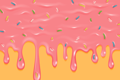 Dripping pink sweet donut glaze vector background