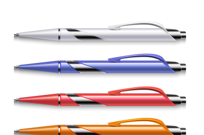 Vector colored office pens set