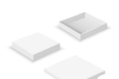 White square flat empty 3d boxes isolated