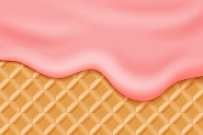 Flowing pink glaze on wafer background vector illustration