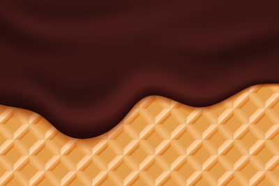 Chocolate ice cream glaze on wafer background vector illustration