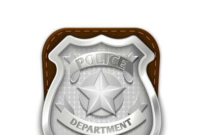 Silver steel police, security badge isolated on white background vecto