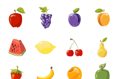 Vector juicy fruits collection isolated over white