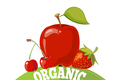 Organic fresh fruits logo, label, badge