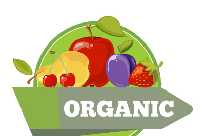 Natural organic fruits logo, label, badge template