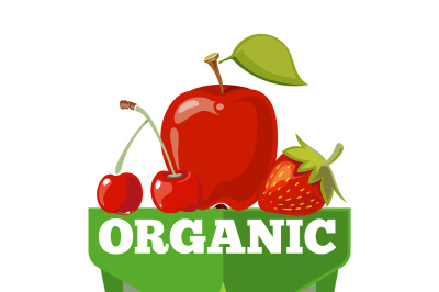 Natural organic fruits logo, label, badge template