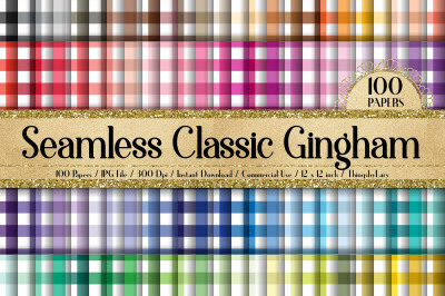 100 Seamless Classic Gingham Printable Pattern Digital Papers