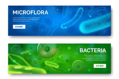 Microbiology 3d background. Viruses&2C; infection and bacteria for banner