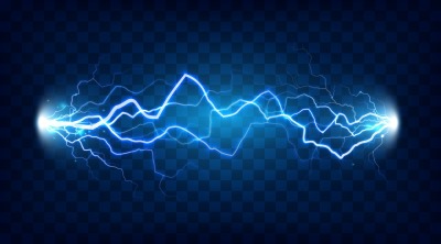 Electric discharge shocked effect for design. Power electrical energy 