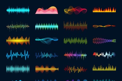 Audio waveform signals, wave song equalizer, stereo recorder sound vis