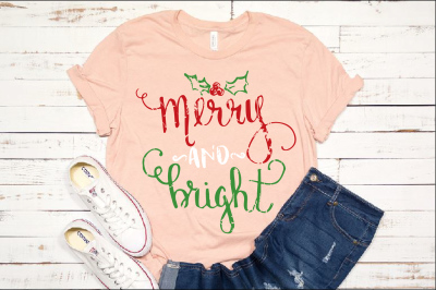 Merry and Bright Christmas SVG grunge Christmas Cut Files  956S