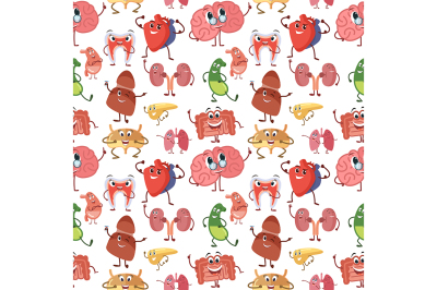 Internal human organs with funny smiles&2C; in cartoon style