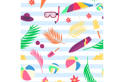 Summer pattern with beach objects and accessories