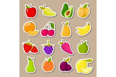 Vector set of fruit and berries stickers