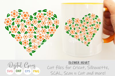 Flower heart SVG / DXF / EPS / PNG files
