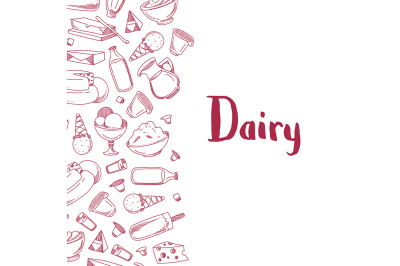 Vector sketched dairy products illustration