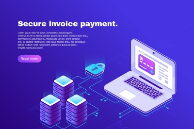 Electronic billing connection of laptop and database. Secure invoice p