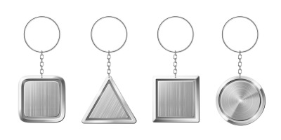 Key ring with silver pendant holder. Blank keychain with ring for keys