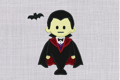 Cute Vampire with Bat | Applique Embroidery