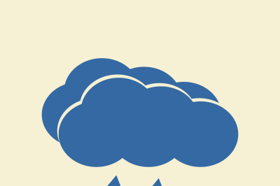 Blue vector cloud with falling rain