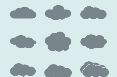 Vector weather icons set. Clouds and rain