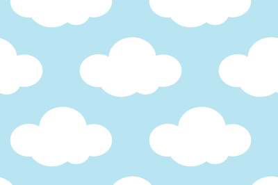 Light blue sky with white clouds seamless background