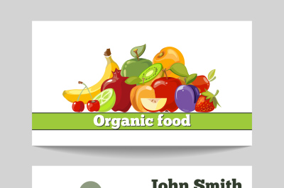 Organic food shop business card template