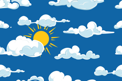 Vector clouds weather seamless pattern