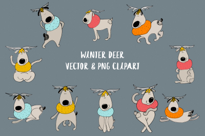 Winter deer Vector and png clipart