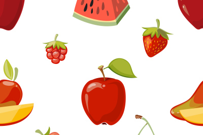 Red fruits seamless pattern over white background