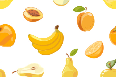 Yellow fruits seamless pattern over white background